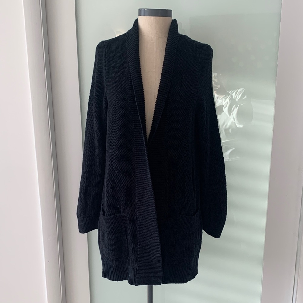Gap Vintage Black Cotton Open Front Women's Sweater, size XL